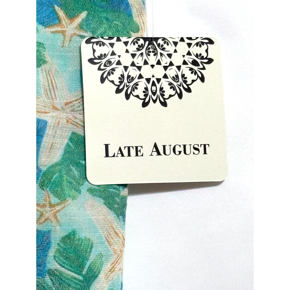 NEW Late August Womens‎ M Starfish Tropical Print Sleeveless Blouse Teal Blue - Picture 2 of 7
